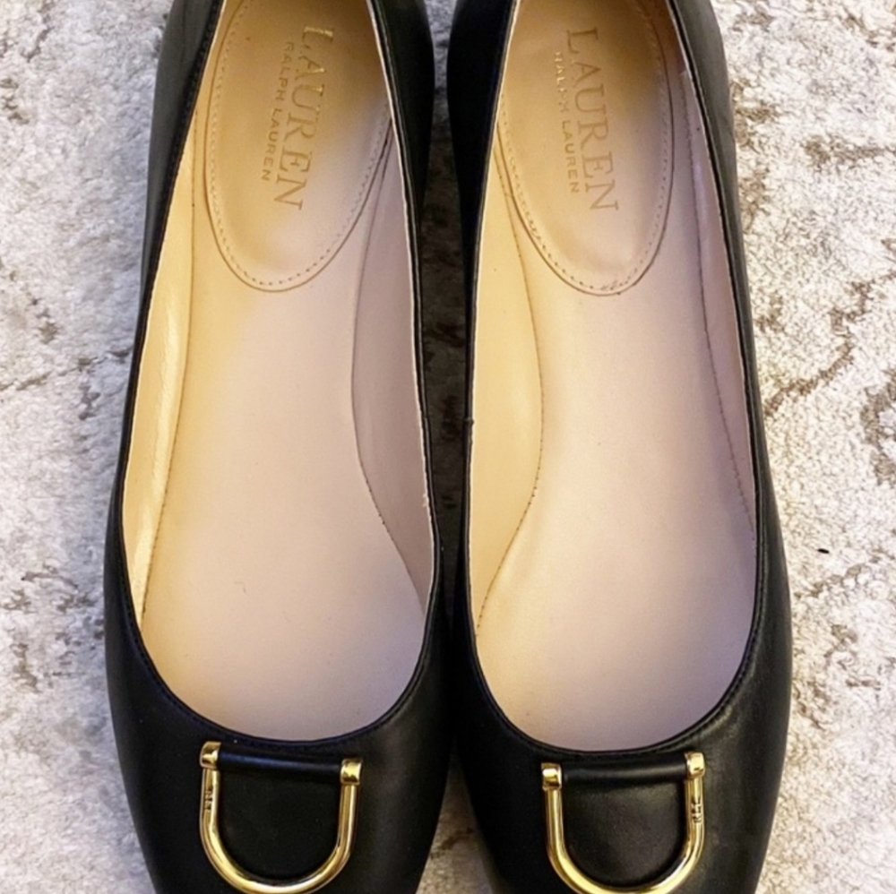Lauren Ralph Lauren Black Flats with Gold Accent